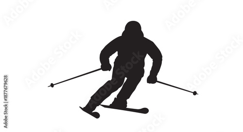 Skier in motion silhouette against white background
