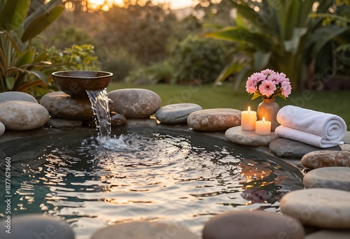 zen stones and flower