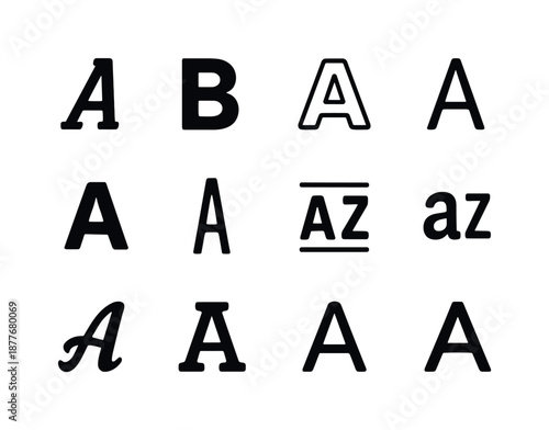 Font Style Icons. Font styles. Solid icon set of font styles: italic font, bold font, outlined text, thin type, wide text, narrow text, caps lock, lowercase