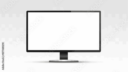 a computer monitor with a blank screen on a stand