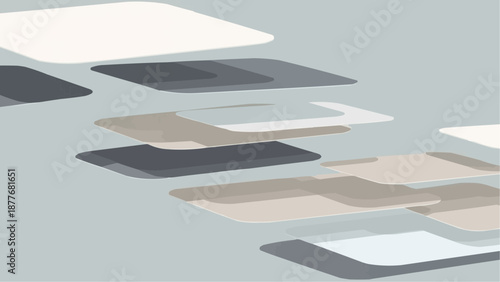 A collection of variously colored and sized rectangles on a light blue background