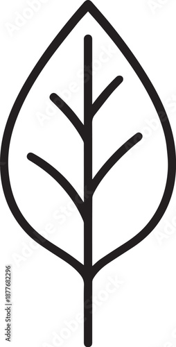 A simplistic linear illustration showcases a stylized, single leaf, evoking feelings of purity and minimalism. 