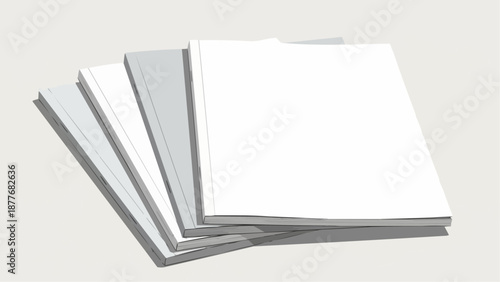 Stack of blank white sheets of paper with gray shadows