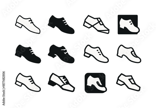 Dance Logo Variations. Dance. Icon set. Set Logo of dance: tap dance shoes. harmonious logo variations of the same emblematic concept, each with different