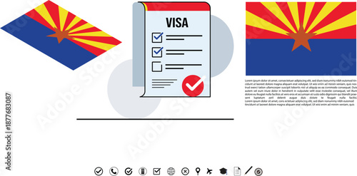 Arizona Flag And Visa Checklist Concept With Document Icon For Travel.