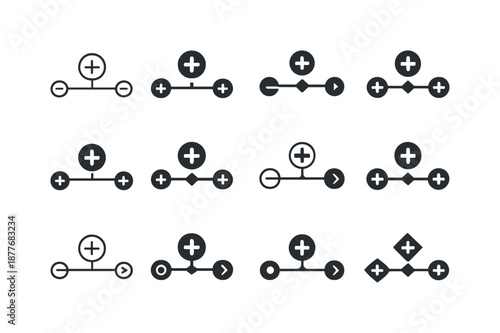 Medical Icon Timeline. Timeline of medical treatment. Icon set. Set Logo of timeline of medical treatment: sequential medical chart. harmonious logo variations