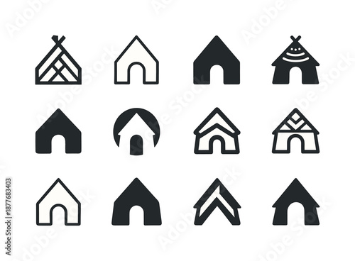 Cultural Heritage Icons. Cultural heritage tours and indigenous experiences. Icon set. Set Logo of cultural heritage tours and indigenous