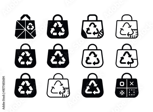 Upcycled Fashion Icons. Sustainable and upcycled fashion accessories. Icon set. Set Logo of sustainable and upcycled fashion accessories: recycled denim