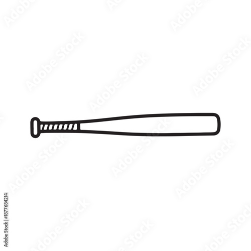 Baseball bat outline silhouette vector flat illustration