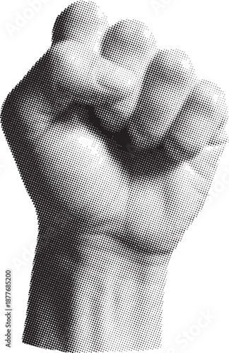 Powerful fist clenched in solidarity isolated on white background, Vector, illustration