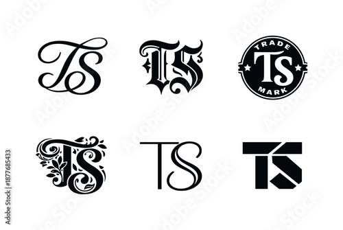 Serif Emblem Variations. Timeless Serif Emblem. Set lettering. harmonious lettering variations of the same emblematic concept, each with different artistic