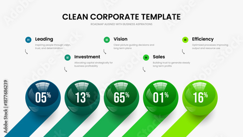 Simple Forecast 5 Option Chart Frame Template. Minimal Solution Presentation Layout Vector Illustration. Professional Profile Five Step Infographic Slideshow Design.