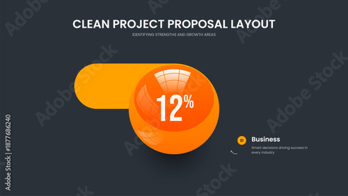 Educational Solution One Element Diagram Slideshow Template. Sales Campaign 1 Step Chart Slide Layout. Project Briefing Presentation Design Vector Illustration.