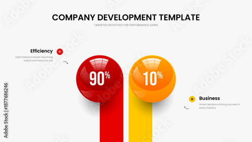 Service Profile 2 Option Graph Slide Template. Sales Innovation Presentation Design Vector Illustration. Colorful Briefing Two Step Diagram Frame Layout.