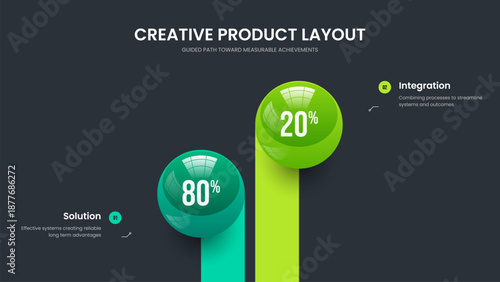 Market Briefing 2 Element Graph Slideshow Template. Medical Insight Frame Design Vector Illustration. Corporate Planning Two Step Chart Presentation Layout.