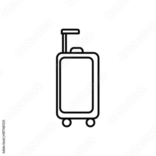 Simple black suitcase illustration on a plain white background viewed from the front