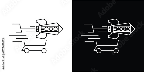 The clean line-based silhouette, supported by motion lines and balanced geometry, clearly communicates the idea of fast checkout, flash sale, express delivery, or high-speed e-commerce transactions
