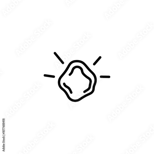 Simple black line illustration of a gemstone or precious stone on a plain white background viewed from directly above