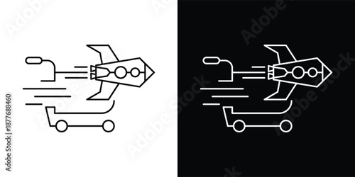The clean line-based silhouette, supported by motion lines and balanced geometry, clearly communicates the idea of fast checkout, flash sale, express delivery, or high-speed e-commerce transactions