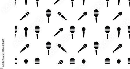 Black Handheld Microphone Vector Icon Set Isolated on White Background Representing Music, Singing, Karaoke, Podcast, and Audio Communication