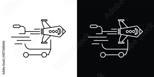 The clean line-based silhouette, supported by motion lines and balanced geometry, clearly communicates the idea of fast checkout, flash sale, express delivery, or high-speed e-commerce transactions