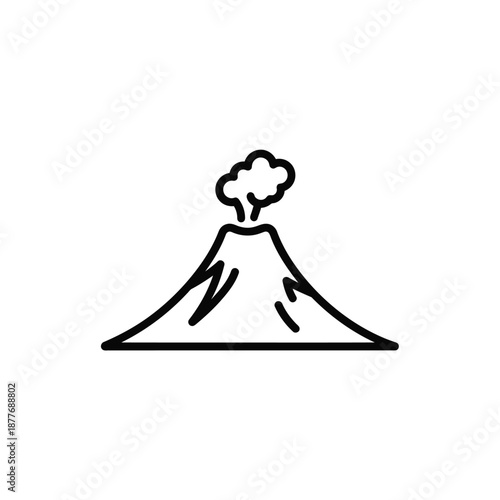 Volcano Erupting with Smoke Illustration from a Frontal Viewpoint Showing Mountain Landscape