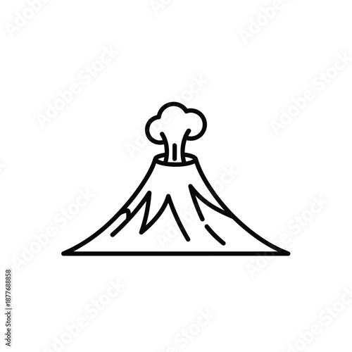 Volcanic eruption illustration on a simple white background viewed from the front