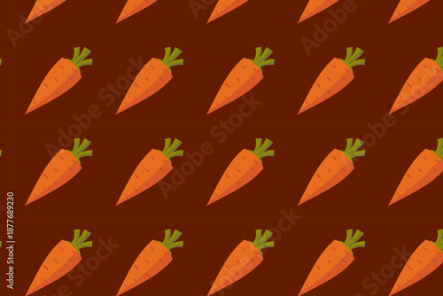 Seamless carrot pattern, cute vegetable illustration, swatch available in swatches panel, repeating food background