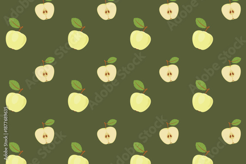 Seamless apple pattern, cute fruit illustration, swatch available in swatches panel, repeating apple background