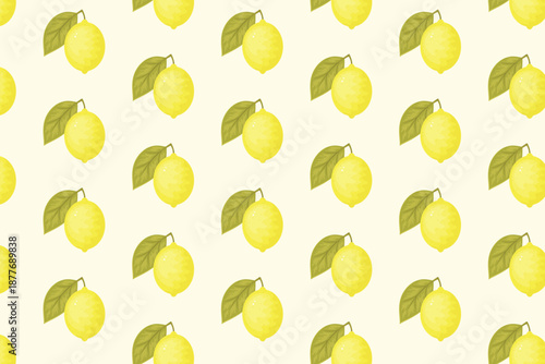Seamless lemon pattern, cute fruit illustration, swatch available in swatches panel, repeating lemon background