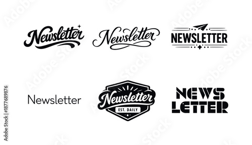 Creative Lettering Showcase. newsletter headlines set. Set lettering. harmonious lettering variations of the same emblematic concept, each with different