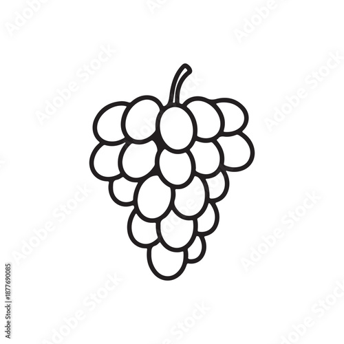 Bunch of grapes outline silhouette vector flat illustration