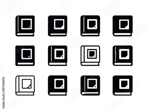 Scrapbook Logo Variations. Scrapbooking with photos. Icon set. Set Logo of scrapbooking with photos: scrapbook album cover. harmonious logo variations of the