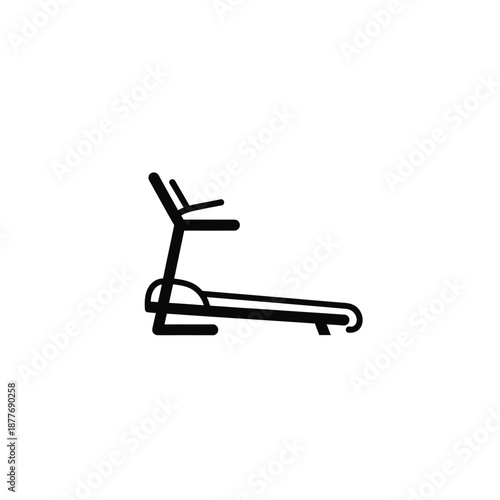 Simple black illustration of a treadmill on a transparent background from a side viewpoint for fitness