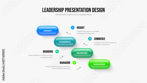 Business Briefing Slide Template Vector Illustration. Advertising Development 4 Step Diagram Slideshow Layout. Creative Campaign Four Element Infographic Presentation Design.