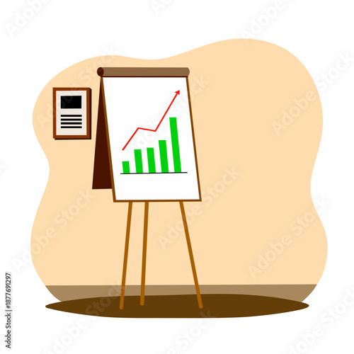 business presentation scene, growing up charts. vector illustration.