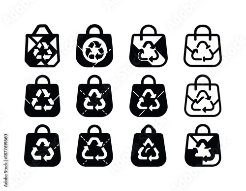 Upcycled Fashion Icons. Sustainable and upcycled fashion accessories. Icon set. Set Logo of sustainable and upcycled fashion accessories: recycled denim