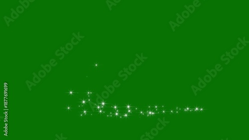 White 2d glitter sparkles line trail animation. glitter stars particles background overlay, luxury twinkle stars, fairy dust sparkle motion, glowing confetti burst effect on green screen. 4K animation
