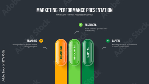 Product Briefing 3 Option Infographic Presentation Template. Financial Report Frame Design Vector Illustration. Marketing Launch Three Step Diagram Slide Layout.