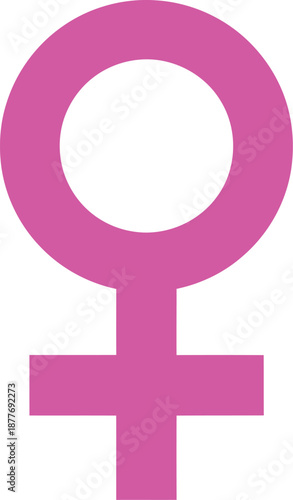 Pink Female Gender Symbol Icon Isolated on White Background for Feminism and Women's Rights