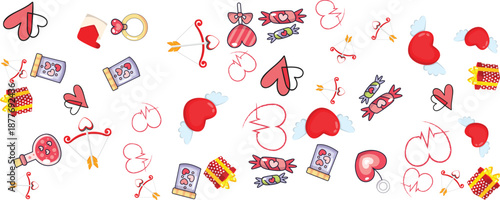 Sweet candy love potion bottle background for fantasy romance and magic theme vector