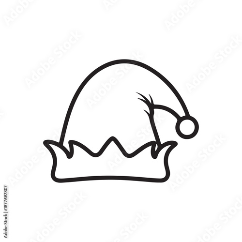 Elf hat outline silhouette vector flat illustration