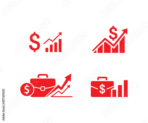 Dollar Graph Money Bag Icon for Business, Finance and Trading UI Design