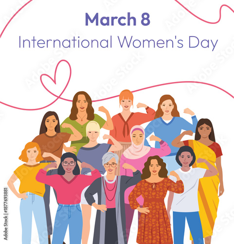Empowered Diverse Women Standing Together for International Women's Day 2025