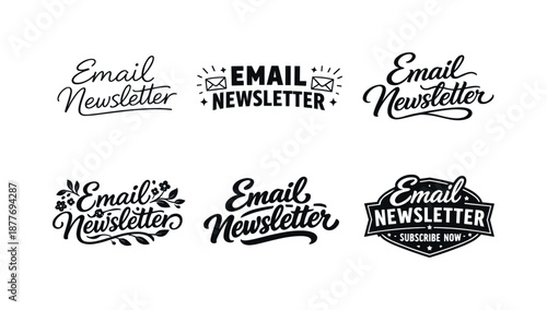 Harmonious Lettering Grid. email newsletter title set. Set lettering. harmonious lettering variations of the same emblematic concept, each with different