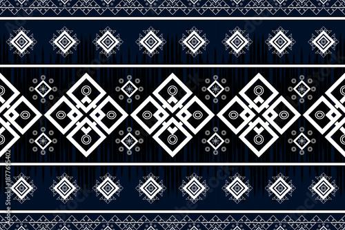 Geometric Ethnic Pattern Blue Tribal Seamless Design