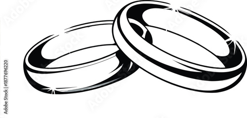 Luxury Gold Diamond Wedding and Engagement Rings Icon Set on Black Background Symbolizing Marriage, Love, Proposal, and Jewelry Design