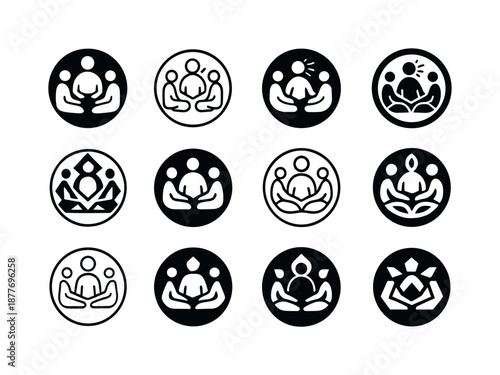 Cultural Heritage Icons. Cultural heritage tours and indigenous experiences. Icon set. Set Logo of cultural heritage tours and indigenous experiences: guided