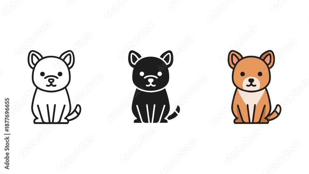 Obraz premium Three Cats Sitting Illustration