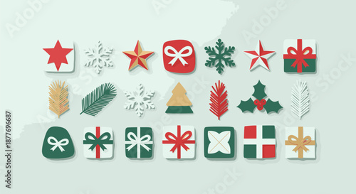 Christmas Icons and Symbols Collection Set.